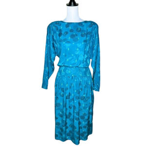 VTG Charles Bianco Italy Silk Colorful Longsleeve Art Deco Luxury Geometric Maxi